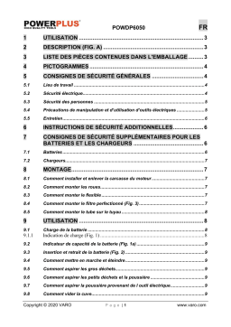 Powerplus POWDP6050 VACUUM CLEANER WET/DRY 20V 30L (NO BATT.) Manuel du propriétaire