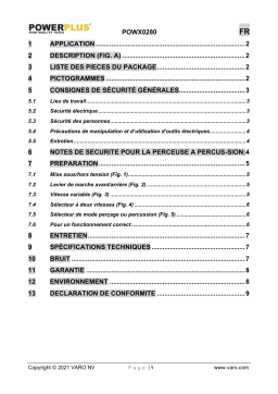 Powerplus POWX0280 IMPACT DRILL 1050W Manuel du propriétaire