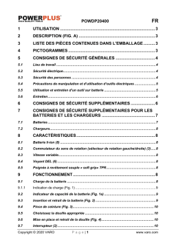 Powerplus POWDP20400 IMPACT WRENCH 40V 350NM (NO BATT.) Manuel du propriétaire