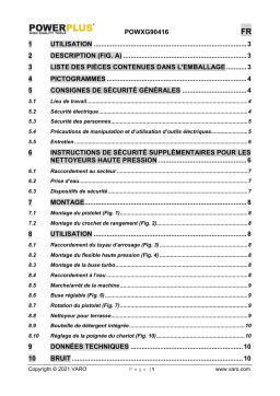 Powerplus POWXG90416 HIGH PRESSURE CLEANER 2000W Manuel du propriétaire