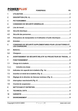Powerplus POWDP8030 LED LIGHT 20V/40V Manuel du propriétaire