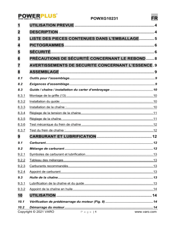 Powerplus POWXG10231 CHAINSAW 50.4CC 500MM Manuel du propriétaire | Fixfr