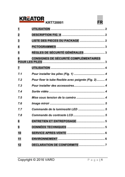Kreator KRT720001 ENDOSCOPE CAMERA Manuel du propriétaire