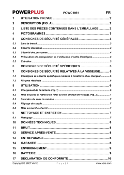 Powerplus POWC1051 DRILL/SCREWDRIVER 12V Manuel du propriétaire