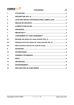 Powerplus POWAIR0804 PNEUMATIC CUT OFF TOOL Manuel du propriétaire