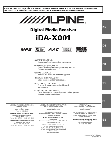 Alpine IDA-X001 Manuel du propriétaire | Fixfr