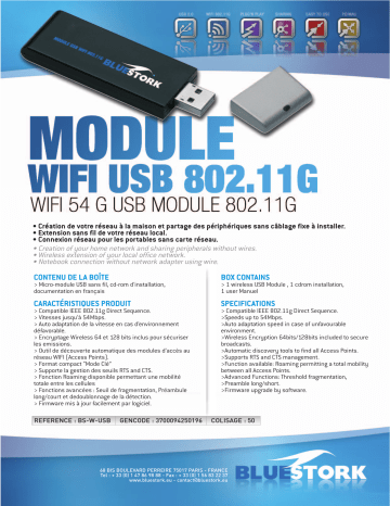 Bluestork BS-WG-USB Manuel du propriétaire | Fixfr