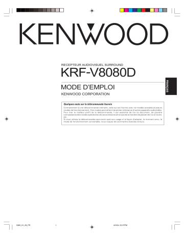 Kenwood KRF-V8080D Manuel du propriétaire | Fixfr