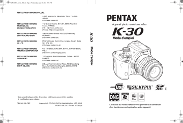 Pentax K-30 Manuel du propriétaire | Fixfr