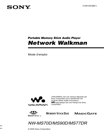 Sony NW-MS90D Manuel du propriétaire | Fixfr