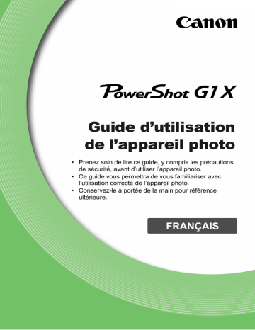PowerShot G1 X | Powershot G1X | Canon PowerShot G15 Manuel du propriétaire | Fixfr