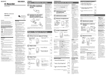 Sony ICD-B120 Manuel du propriétaire | Fixfr