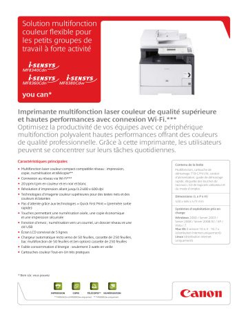 Canon i-SENSYS MF8340Cdn Manuel du propriétaire | Fixfr