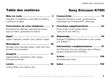 Sony Ericsson K700 Manuel du propriétaire | Fixfr