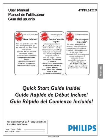 47PFL5422D-37B | 47PFL5422D-37E | Philips 47PFL5422D Manuel du propriétaire | Fixfr
