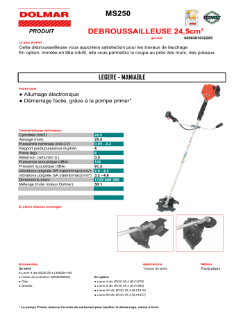 Dolmar MS250 Manuel du propriétaire | Fixfr