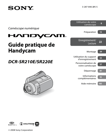 DCR-SR220 | Sony DCR-SR210 Manuel du propriétaire | Fixfr