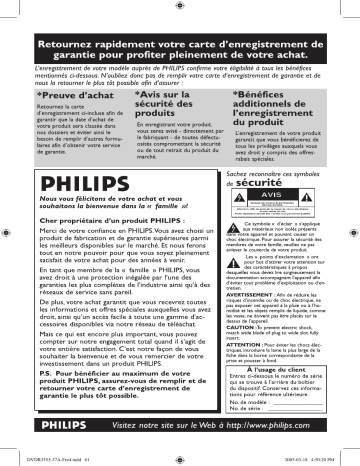 Philips DVDR3355-37B Manuel du propriétaire | Fixfr