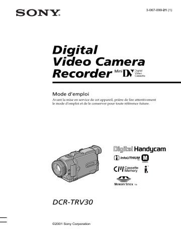 Sony DCR-TRV30 Manuel du propriétaire | Fixfr