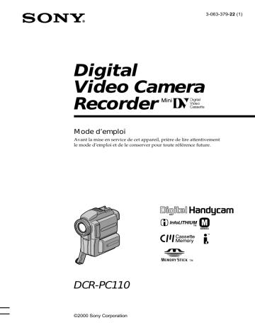 Sony DCR-PC110 Manuel du propriétaire | Fixfr