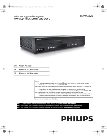 Philips DVP3345VB Manuel du propriétaire | Fixfr