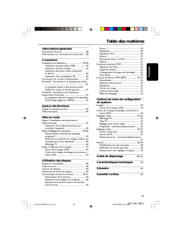 Philips DVD622-37B Manuel du propriétaire | Fixfr