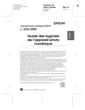 Epson PhotoPC L-300 Manuel du propriétaire | Fixfr