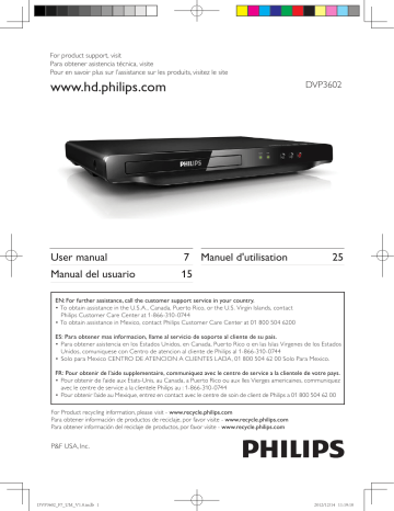 Philips DVP3602 Manuel du propriétaire | Fixfr