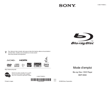 Sony BDP-S550 Manuel du propriétaire | Fixfr