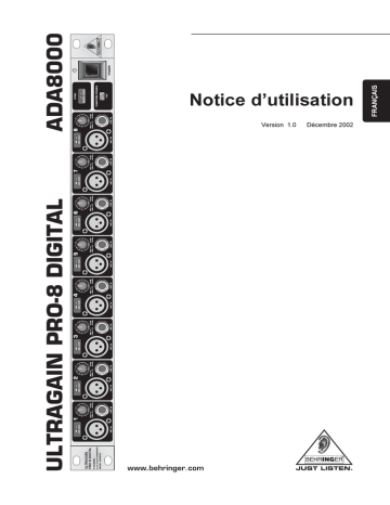 ULTRAGAIN PRO-8 DIGITAL ADA8000 | Behringer ADA8000 Manuel du propriétaire | Fixfr