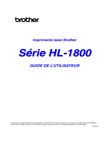 Brother HL-1850 Manuel du propriétaire | Fixfr