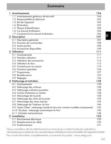 SFP130B | SFP130N | Smeg SFP130S Manuel du propriétaire | Fixfr