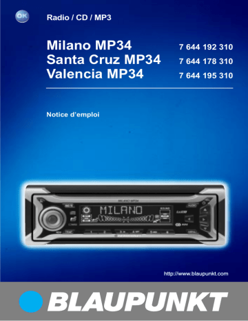MILANO MP34 | VALENCIA MP34 | Blaupunkt SANTA CRUZ MP34 Manuel du propriétaire | Fixfr