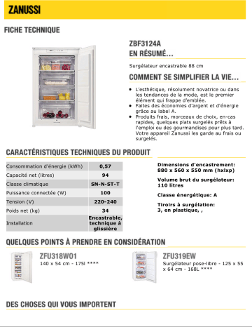 Zanussi ZBF3124A Manuel du propriétaire | Fixfr