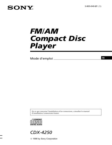 Sony CDX-4250 Manuel du propriétaire | Fixfr