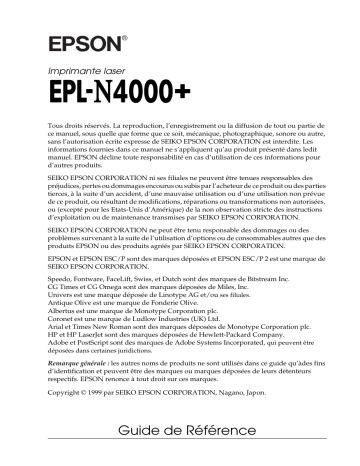 Epson EPL-N4000+ Manuel du propriétaire | Fixfr