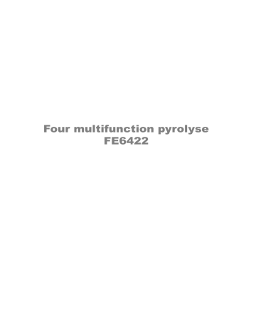 Faure FE6422NG1 Manuel du propriétaire | Fixfr