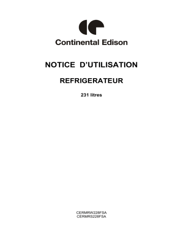 CERMRS228FSA | Manuel du propriétaire | CONTINENTAL EDISON CERMRW228FSA Manuel utilisateur | Fixfr