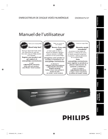 Philips DVDR3475-37B Manuel du propriétaire | Fixfr