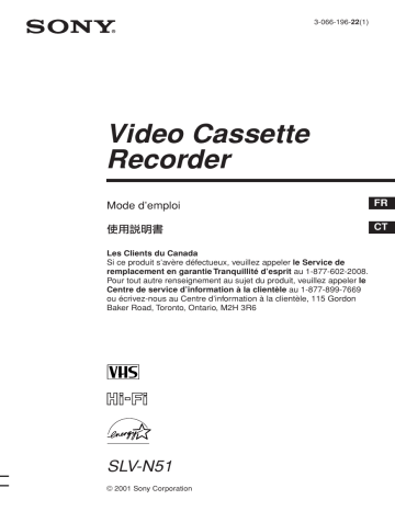 Sony SLV-N51 Manuel du propriétaire | Fixfr