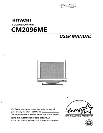 Manuel du propriétaire | Hitachi CM2096ME Manuel utilisateur | Fixfr