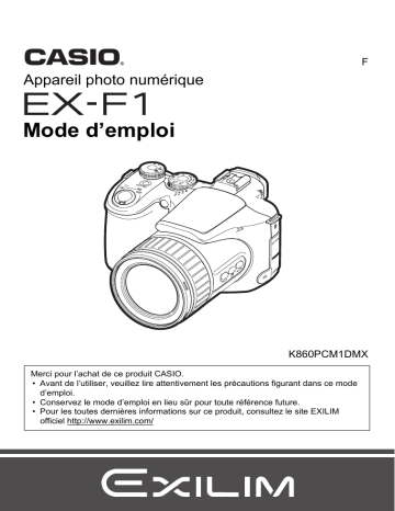 Casio Exilim EX-F1 Manuel du propriétaire | Fixfr