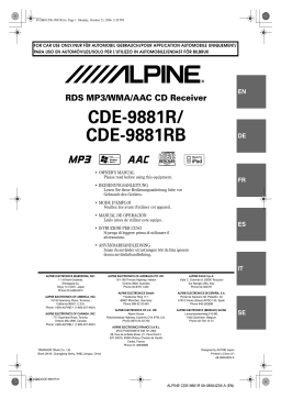 Alpine CDE-9881RB Manuel du propriétaire
