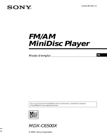 Sony MDX-C6500X Manuel du propriétaire | Fixfr