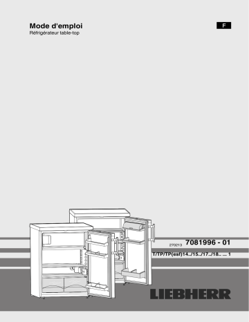 KTS 126 | KTS 148 | TP 1714 15J | KTS 102 | Liebherr KTS 165 Manuel du propriétaire | Fixfr