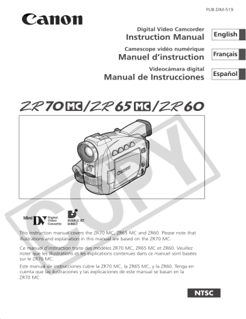 Canon ZR70 Manuel du propriétaire | Fixfr