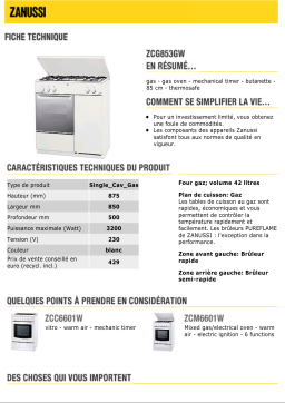 Zanussi ZCG853GW Manuel du propriétaire