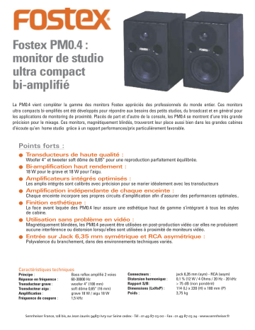 Fostex PM 0.4 Manuel du propriétaire | Fixfr