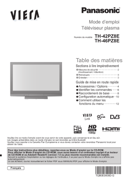 Panasonic TH-42PZ8E Manuel du propriétaire