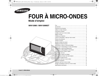 Samsung MW109M-B Manuel du propriétaire | Fixfr